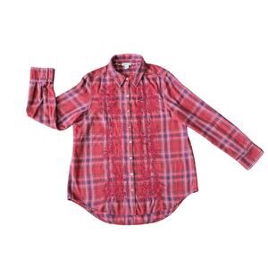 Sundance Embroidered Western Flannel Womens PS Red/Pink Floral Boho Cabincore